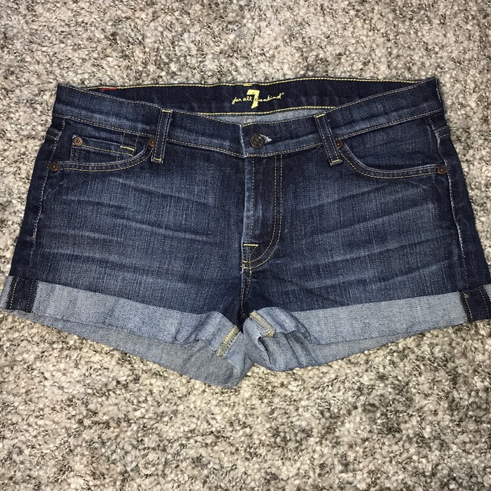7 for all man kind rolled cuff jean shorts